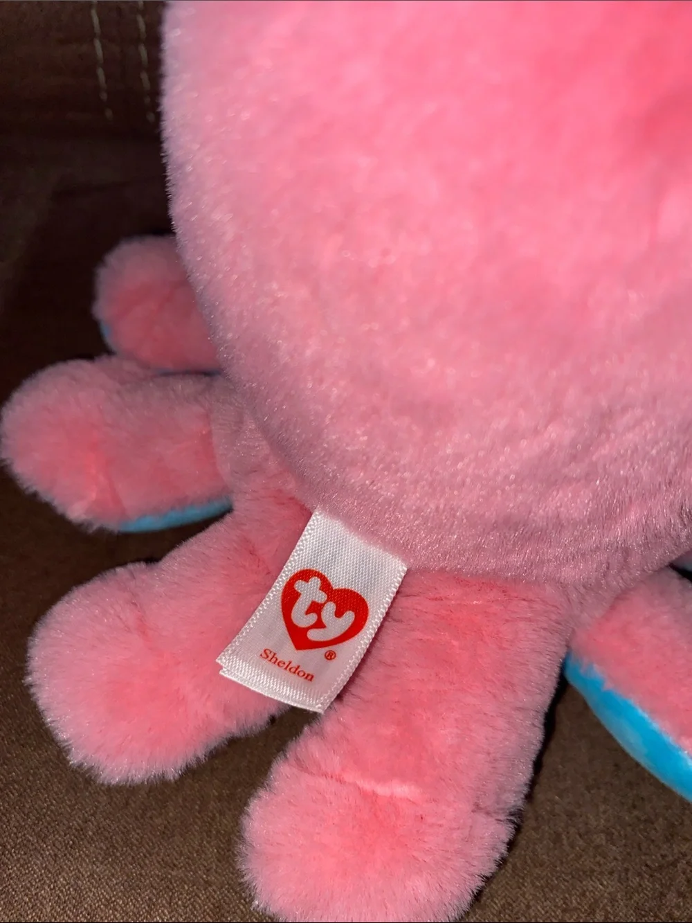 Ty Pink Octopus Plush Duo with Blue & Cream Accents